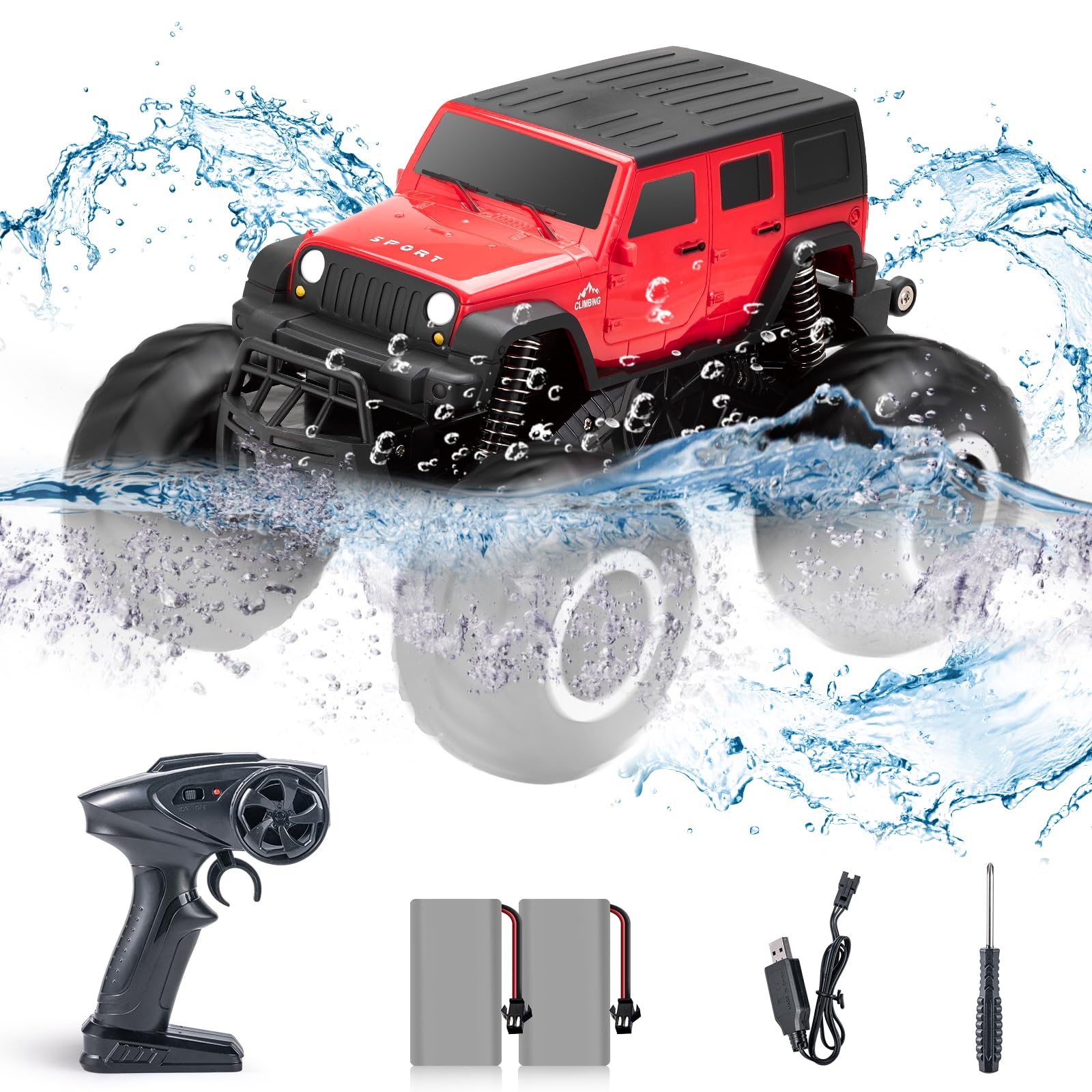 

Carox OX34 RC Amphibious 4WD Waterproof Off-Road Car with Collision Prevention, 360° Rotation, Super Pivot Maneuvering, 2 Rechargeable Battery