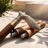 Engraved Brass Handle Wooden Walking Stick Collapsible Cane Gift for Him Gentleman Style Gift 93.98 Cm