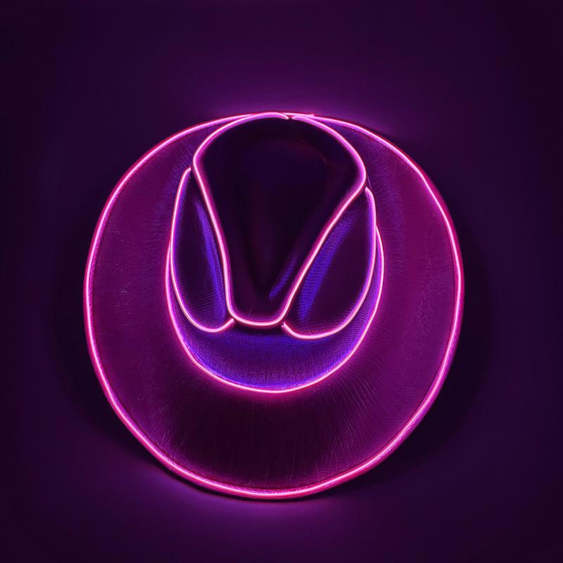 New Arrival Pearlescent Cowboy Hat Dance Costume Decorate Glowing Cowgirl Cap Glowing For Neon NightClub