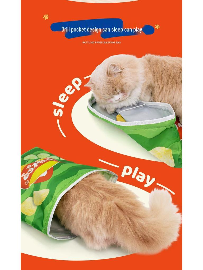 Cat Sleeping Bag: Self-Amusing Semi-Enclosed Tunnel Toy with Pendant for Kitten Boredom Relief
