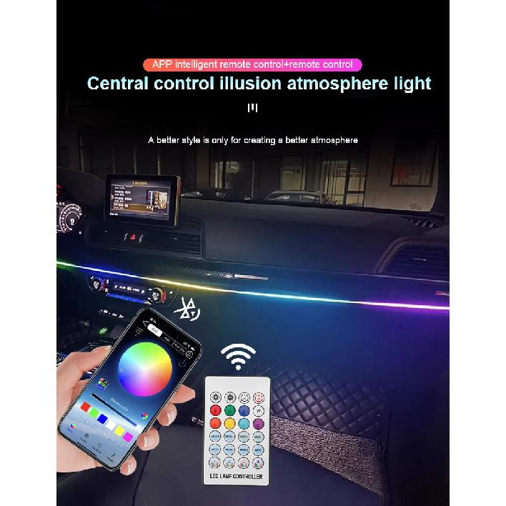 Car Ambient Lights Universal LED Symphony RGB Atmosphere Lamp 64 Colors Acrylic Strip APP Control Remote for Tesla Model 3 Y S X