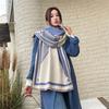 Imitation cashmere camellia color matching scarf women's winter high-end feeling new high-end feeling warm shawl women's dual-use