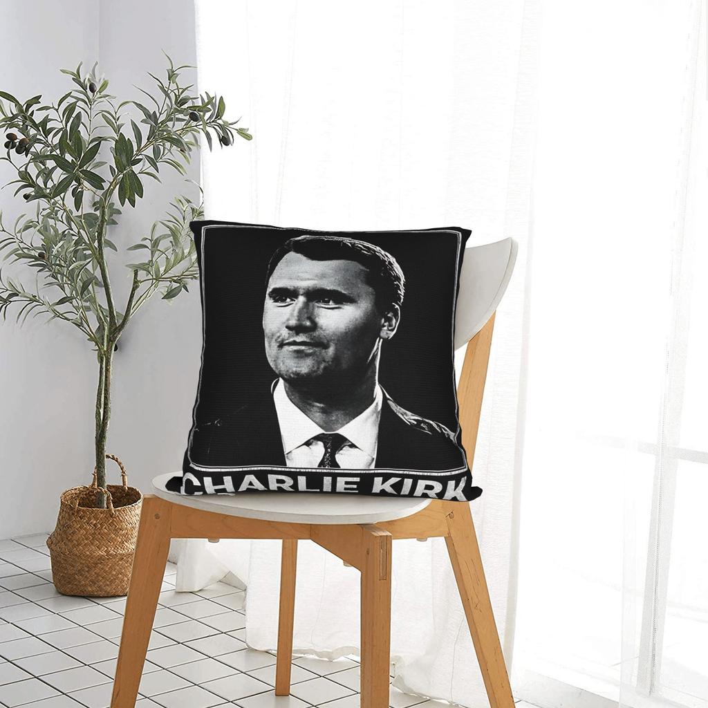 Pillow Case Charlie Kirk Portrait Soft Pillow Cover For Sofa Bedroom Home Decor Kawaii Pillowcases