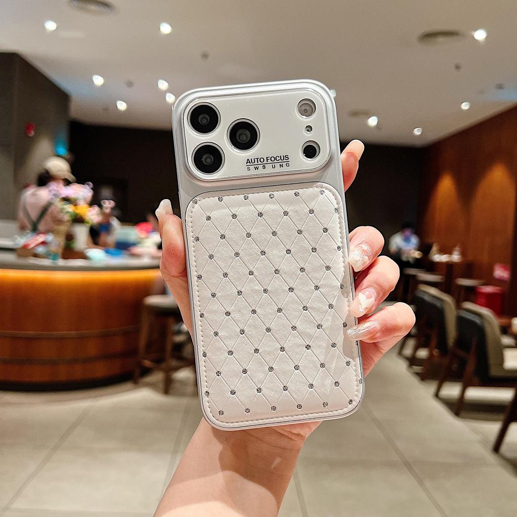 Plaid Rhinestone Protective Case for Apple 17 Pro Max/16 Pro - Large Window, Drop-Proof Design