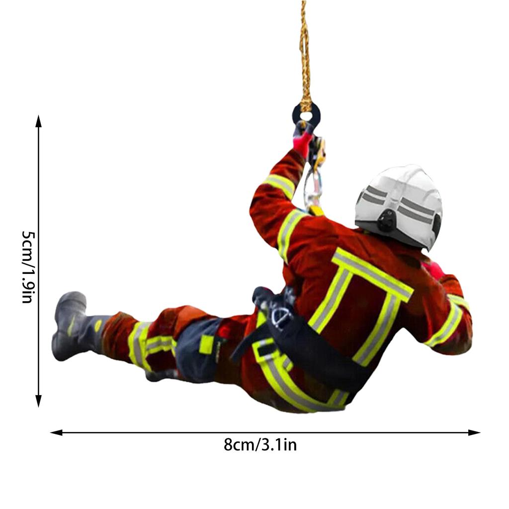 Christmas Firefighters Double sided Acrylic Car Pendant Fireman Xmas Tree Hanging Decoration Fireman Noel Ornaments Navidad