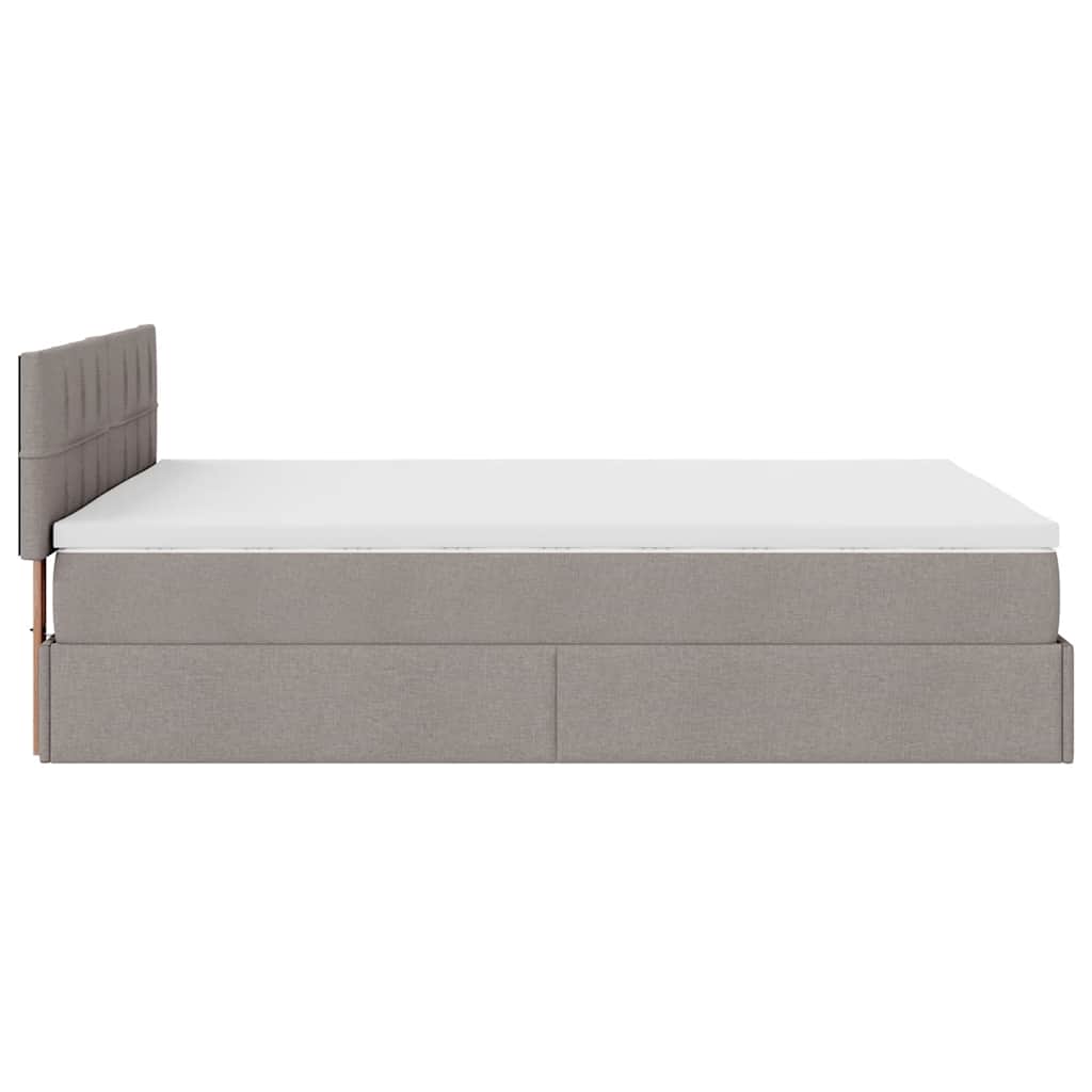 Ottoman Bed with Mattress Taupe 140x190 Cm Fabric