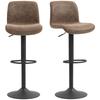 Bar Stools Set of 2, PU Leather Barstools with Backrest and Footrest for Kitchen, Counter, Breakfast Bar, Brown