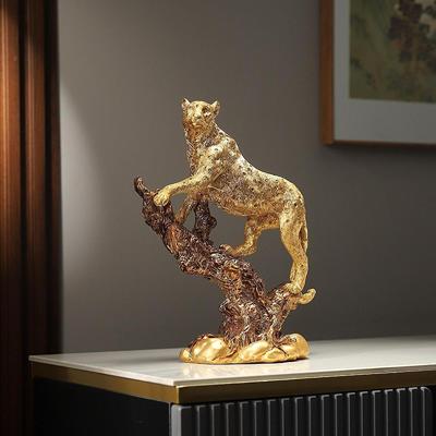 Leopard Statue Resin Figurine Artwork Gift Crafts for Home Decor Sculpture Hallway Desk