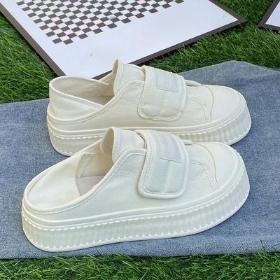 Women's Two-Way Canvas Shoes Summer New Ins Versatile Niche Half Slippers Slip-on Lazy White Shoes