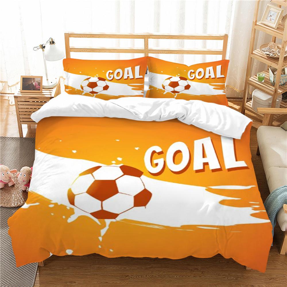 Home Bedding Set 3D Football Print Quilt Cover Washable Bedclothes Bed Suit Pillowcase Single Double King Bed Set