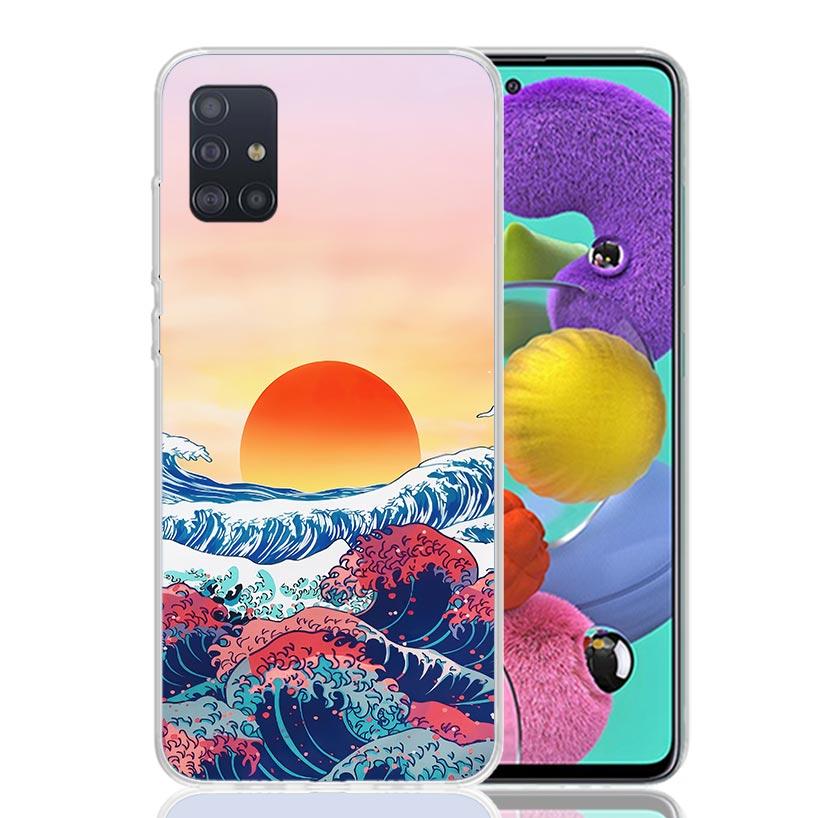 Japanese Style Wave Art Phone Case For Samsung Galaxy A52 A32 A22 A12 A02S A50S A30S A51 A31 AA71 Note 20 Ultra 10 S10 Plus Gala
