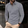 Autumn and Winter New Men's Pocket Jacquard Polo Shirt Stand-up Collar Long-sleeved Sports Tops