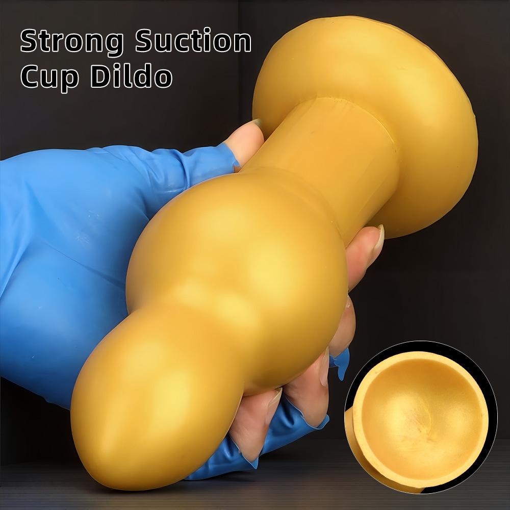 Silicone Gold Sized Huluwa Shaped Anal Plug Adult Suction Cup Backyard Sex Toy SM Female Masturbator Sex Toy