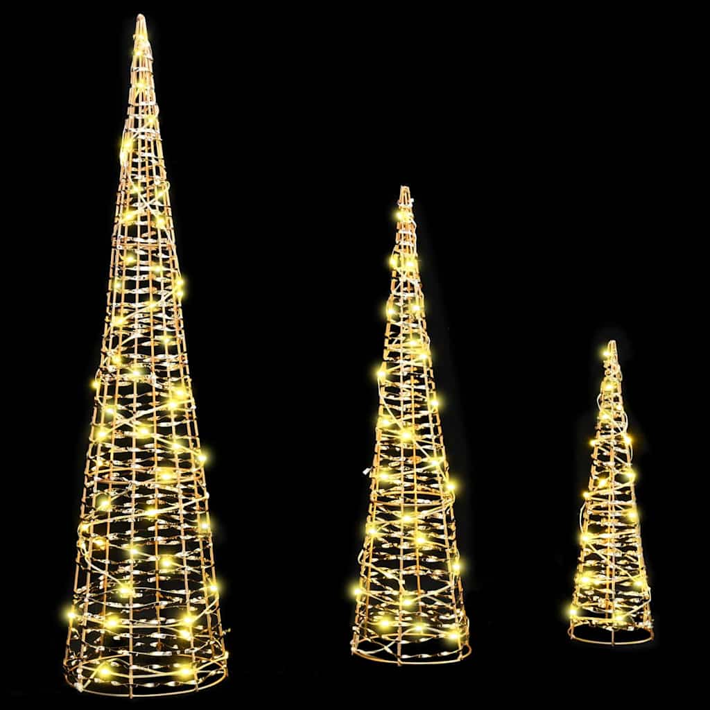 Christmas Tree with 90 LEDs 3 pcs Warm White 20 x 20 x 80 cm PET