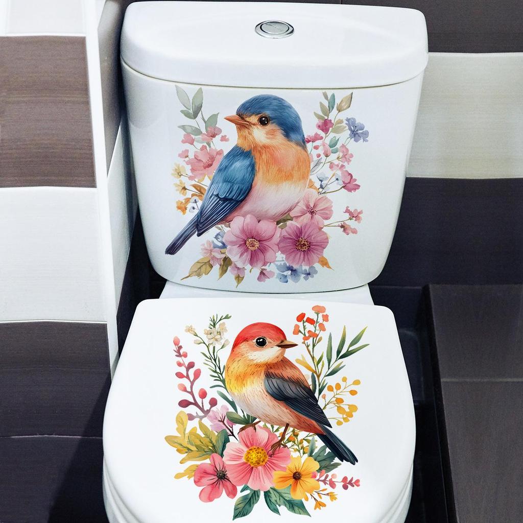 2 Blatt Schöner Goldener Blume Toilettenaufkleber Badezimmer Toilettendeckel Dekorativer Aufkleber Wasserdicht Selbstklebend