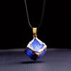 Natural Crystal Glass Pendant With Gold Edges For Jewelry Making And Personal Accessories