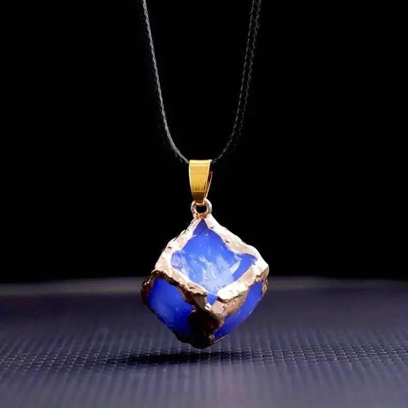 Natural Crystal Glass Pendant With Gold Edges For Jewelry Making And Personal Accessories