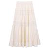 Feiyuan Women's Early Spring White Lace Patchwork Midi Skirt In Peach Crepe Tencel