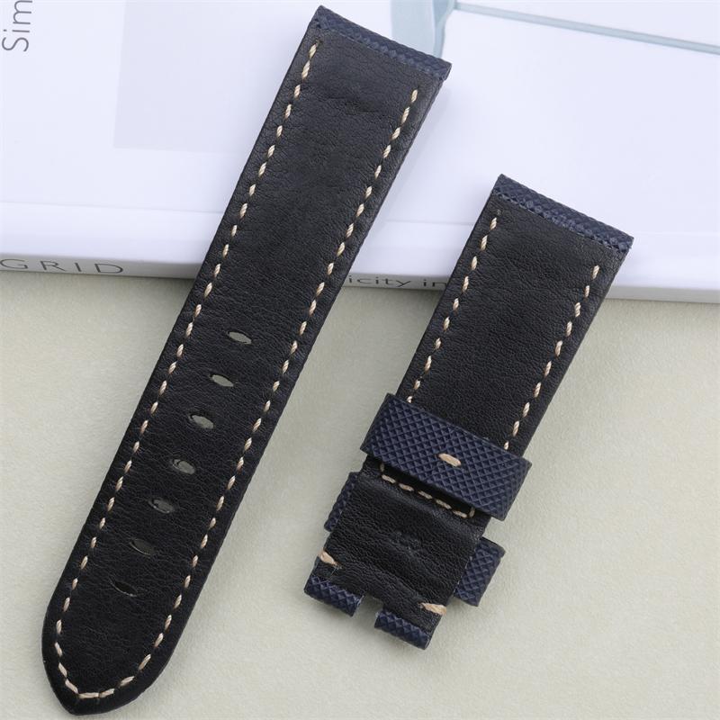 Soft Nylon Carbon Fiber Leather Wacthband For Panerai Strap PAM386/441 Blue Black Wristband Bracelet 24mm With Pin Buckle