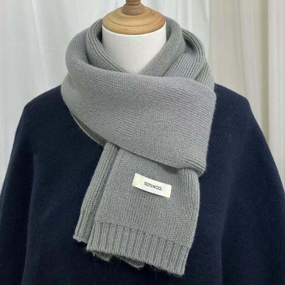 Cold-proof Knitting Wool Scarf Solid Color Winter Warmer Scarf Long Thickened Neckscarf  Winter