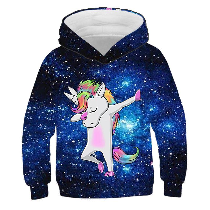 Autumn Child Cartoon Unicorn Hoodies Boys' Coat Girls 3D Print Casual Long Sleeve Children's Sweatshirt Kids' Loose Top