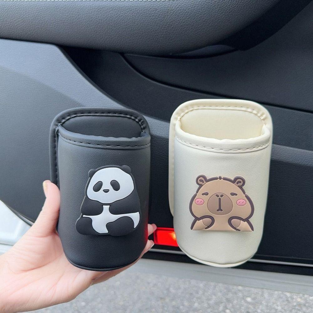 PU Leather Car beverage rack Panda Cup stand Portable Car Cup Holder  Car Interior Accessories