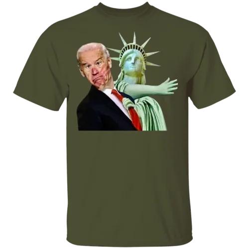 Joe Biden Statue of Liberty Proamerica Antibiden Libtards TShirt Short Sleeve 100 Cotton Casual Men T Shirt