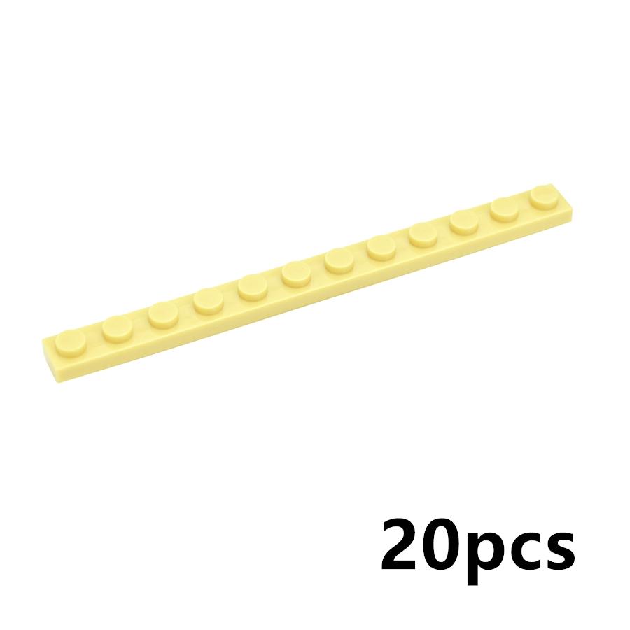 

Non-Toxic 20Pcs Moc Thin Bricks 60479 Plate 1 X 12 Dot Model Building Blocks Bulk Colorful Parts Diy Educational Technical Classic Kid Toy
