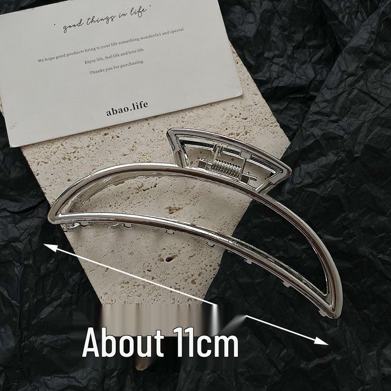 Silver Metal Geometric Shark Hair Clip for Thick Hair