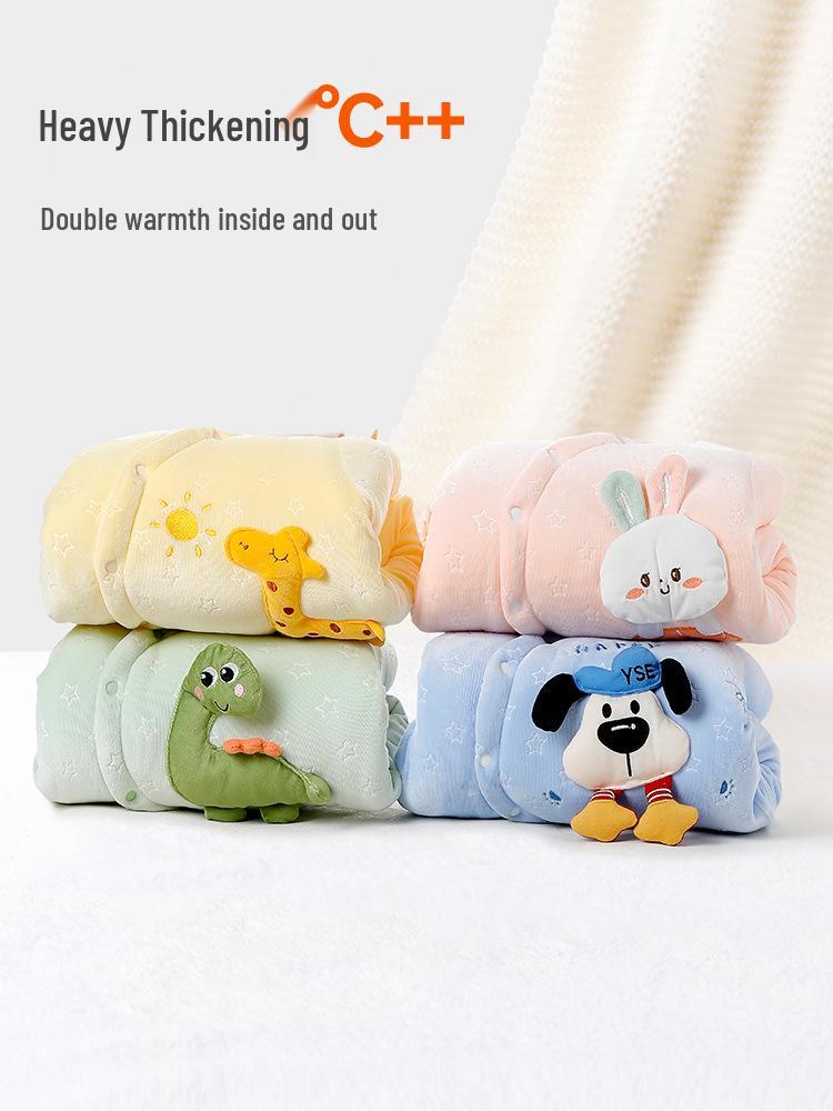 Super süßer Samt-Baby-Strampler: Wintergefütterte, dicke Baumwolljacke für Jungen und Mädchen
