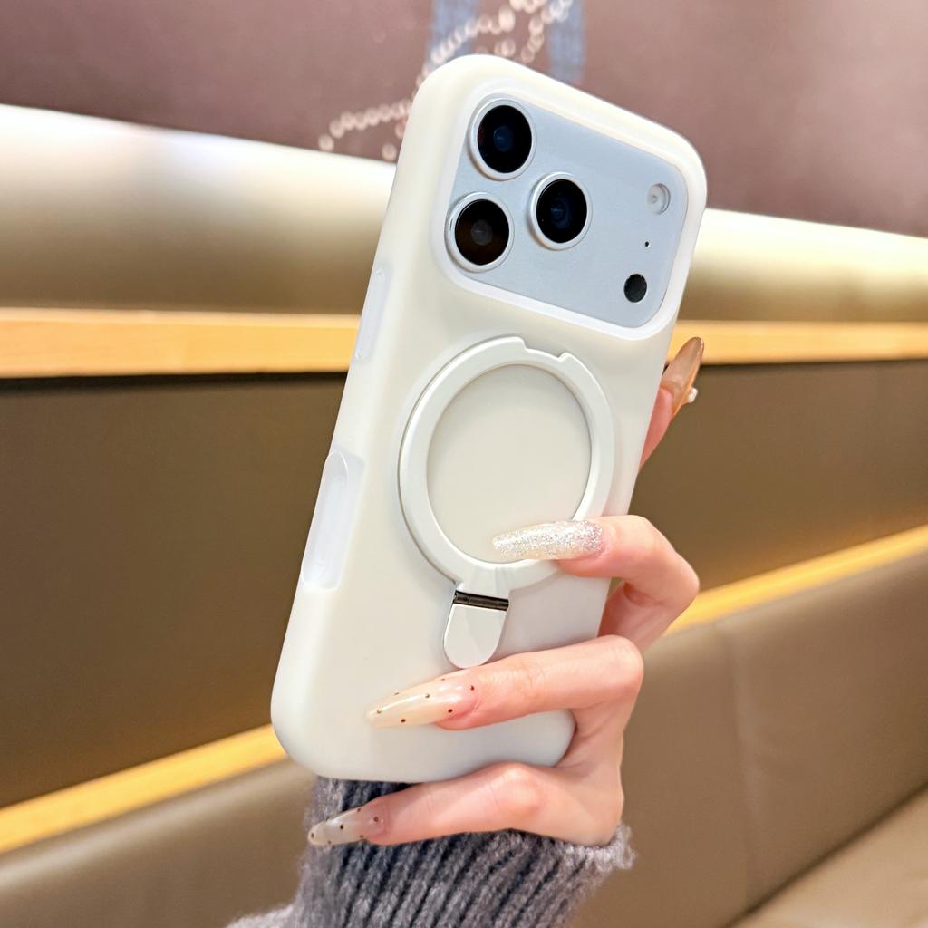 Stand Holder For Magsafe Wireless Charge Kickstand Case For iPhone Air 17 16 15 Pro Max Jelly Neon Silicone Shockproof Cover