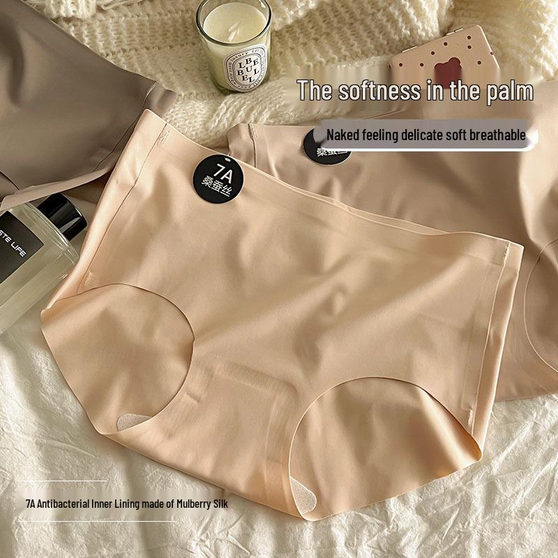 7A Mulberry Silk Seamless Mid-Waist Panties, Skin-friendly Japanese Style for Women, Young Girls, Students - Spring/Summer New Arrival.