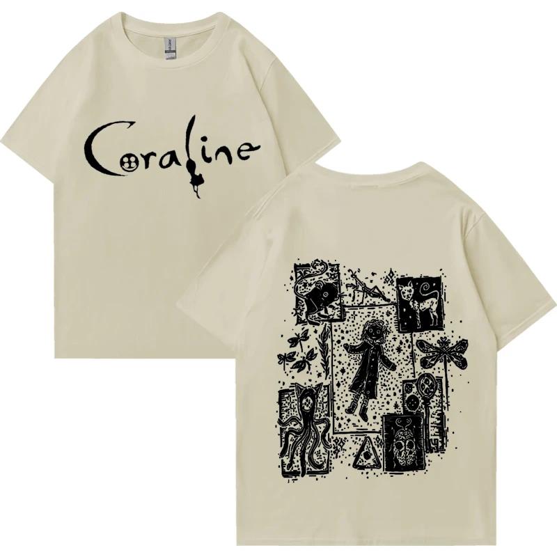 Coraline Movie Graphics vintage T shirt 2024 Men Women Fashion vintage streetwear short sleeve Unisex Tee