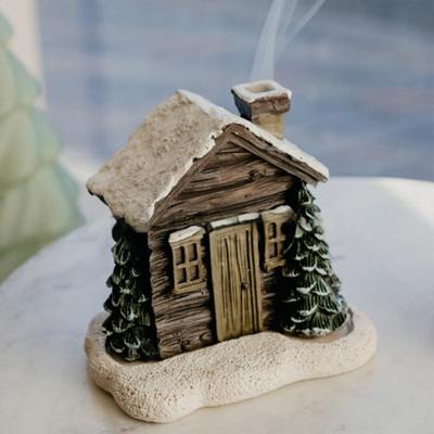 Log Cabin Chimney Incense Burner Base Incense Stick Holder Christmas Home Office Teahouse Decor Burn Incense Reflux