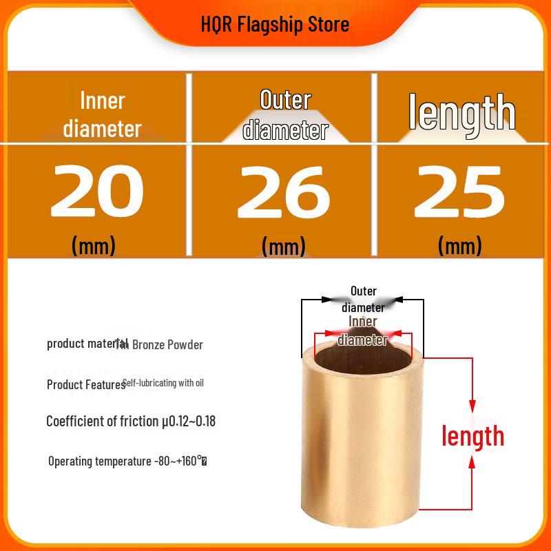 Self-Lubricating Oil-Impregnated Copper Bearing Bushing, Inner Guide 3-5, 6-8, 10-14, 15-32