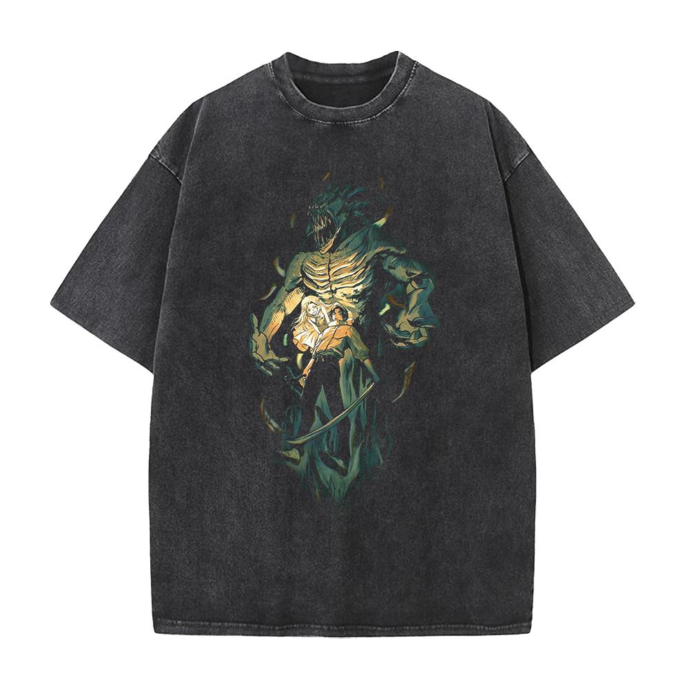 Okkotsu Yuta Jujutsu Kaisen T Shirt Anime Printed Washed Oversized Tshirt Summer Short Sleeve Cotton Tees Tops Men Clothing