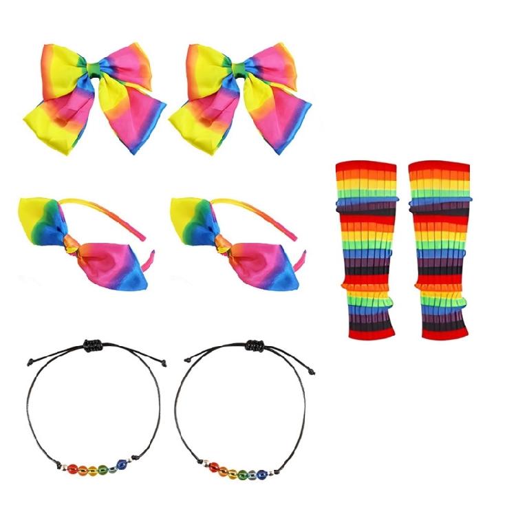 Rainbow Tutus Skirt Flower Headband Rainbow Rave Outfit Rainbow Costume Accessories Halloween Dressing Up Cosplay Costume