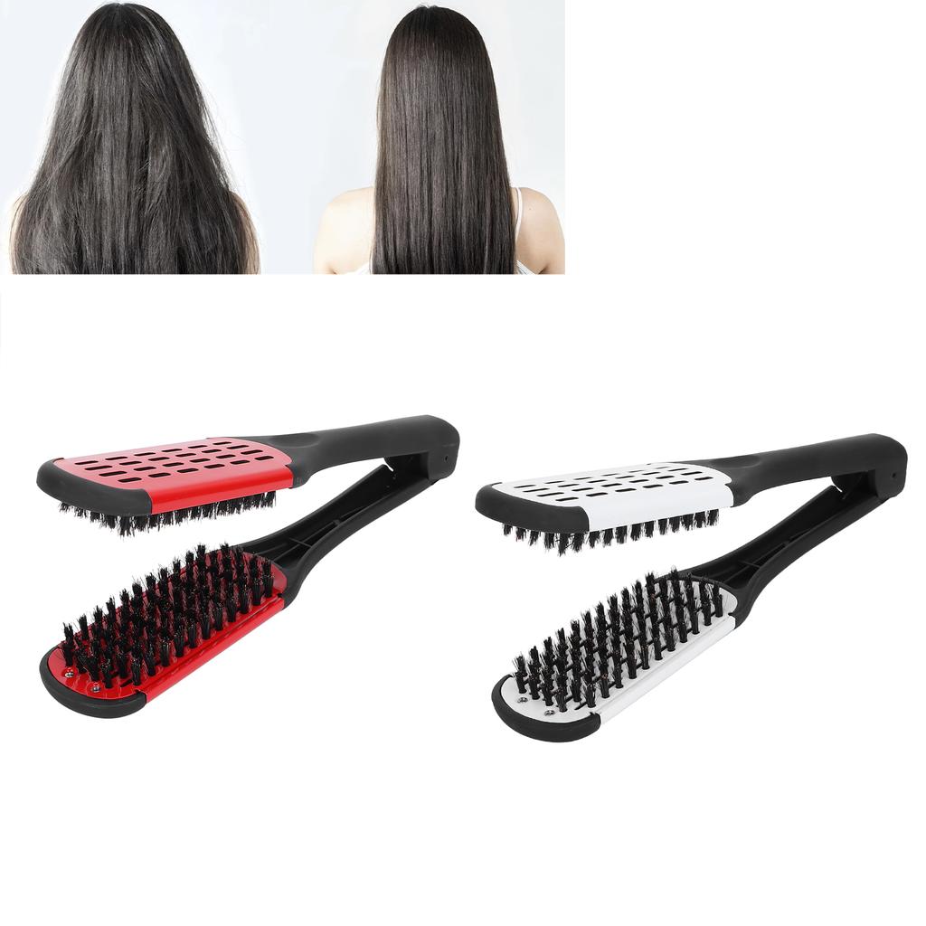 Bristle Double Sided Brush Clamp Multifunctional Hair Brush Straightener Styling Tool for Women Men