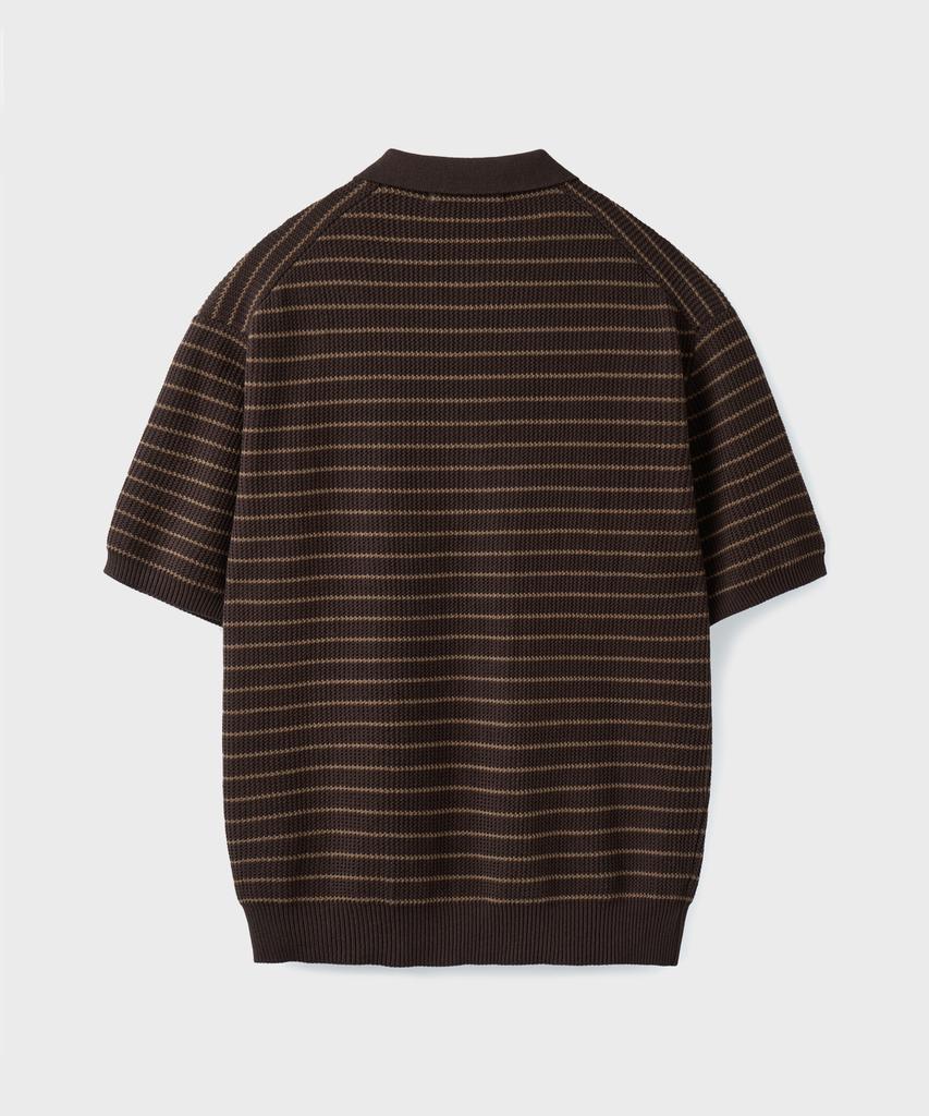 Beulaendideu Hard Twist Holiday Polo Knit [Brown Stripe]