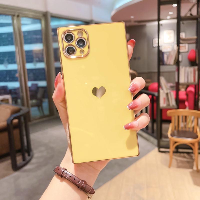

Мягкий квадратный чехол для телефона Love Heat для iPhone 12 11 13 14 Pro Max Mini X XR XS Max 7 8 Plus SE с гальваническим покрытием бампера For iPhone 13Pro Max