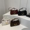 Niche high-end women's bags, fashionable retro shoulder messenger bags, simple underarm bags with simple texture