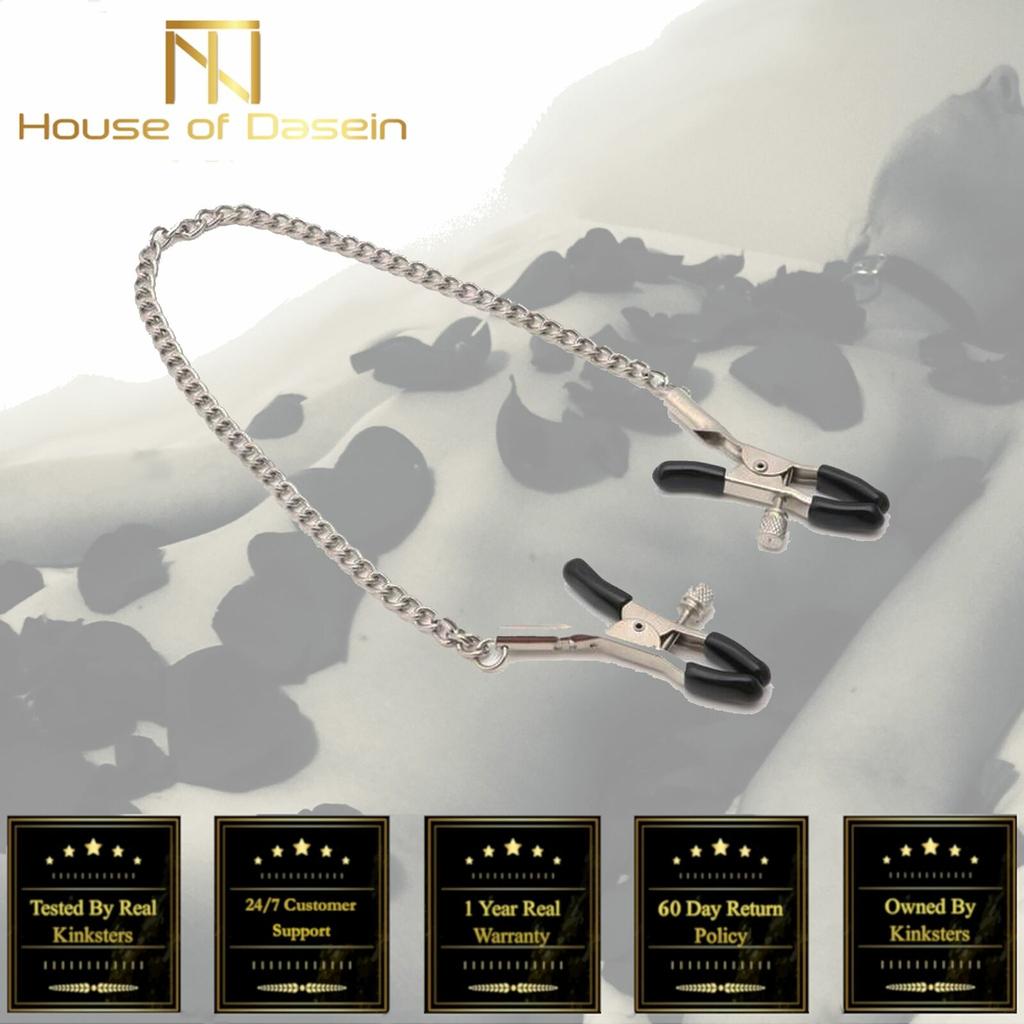 Metal Nipple Clamps With Chains   Beginners Fetish Kink Nipple & Clitoral Toys