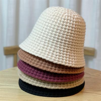 Knitted Bucket Hat Women's Autumn and Winter Solid Color Wool Hat Warm Bucket Hat Fashion