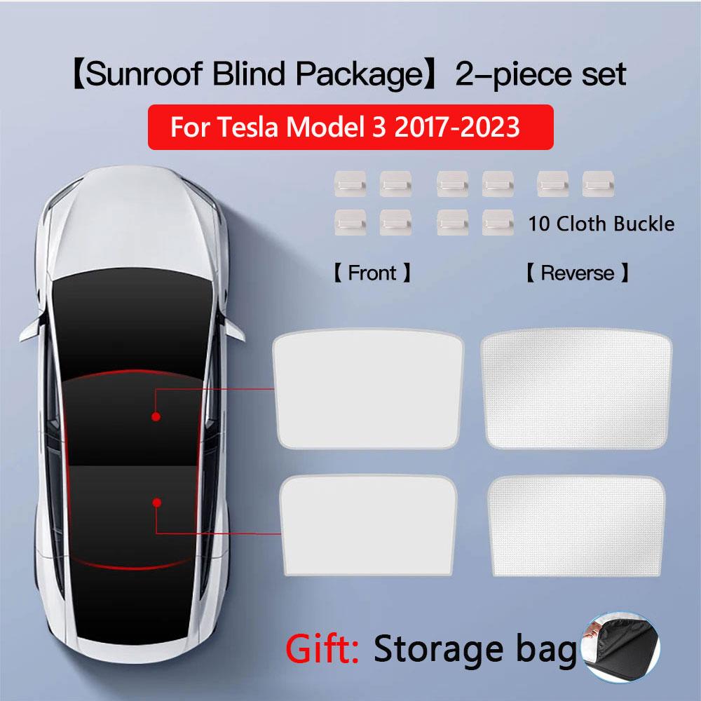 Sunshades For Tesla Model 3 Sunroof Highland 2026 Model Y 2020-26 Ice Cloth Buckle Sun Pare Glass Front Rear Skylight AccessoryWindshield Sunshades 1