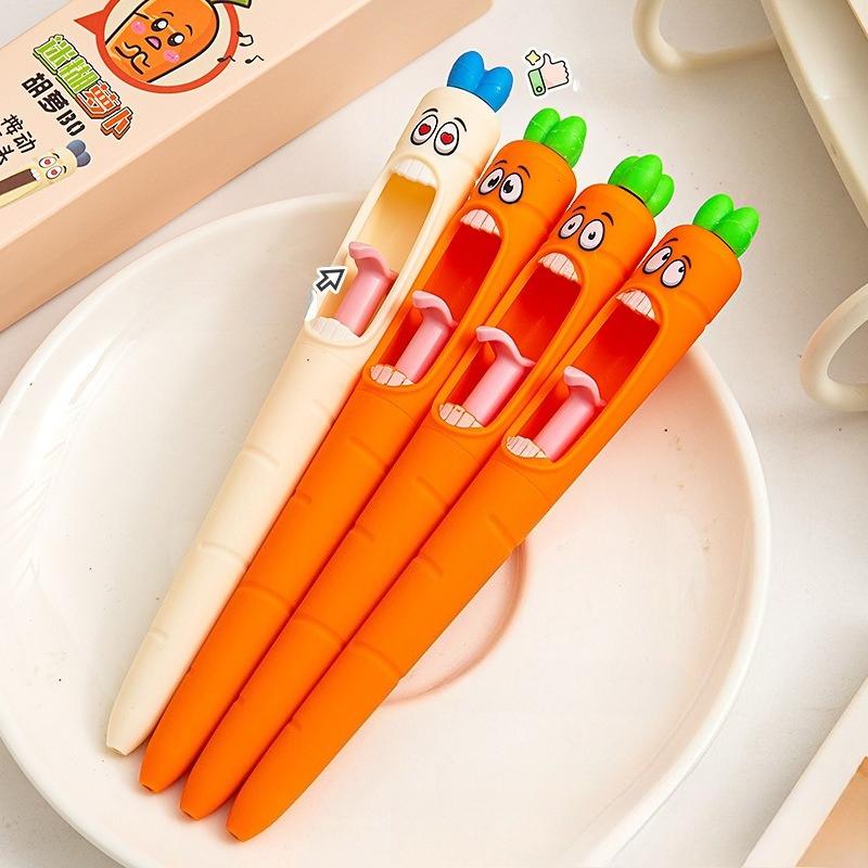 Kawai Stationery Confused Carrot Press The Gel Pen To Create A Creative and Personalized Shape Funny Interesting To Decompress