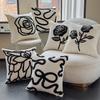 Light Luxury Chenille Embroidered Rose Pattern Decorative Pillow Cushion Soft Sofa Backrest Cushion Cover for Bedroom Home Decor