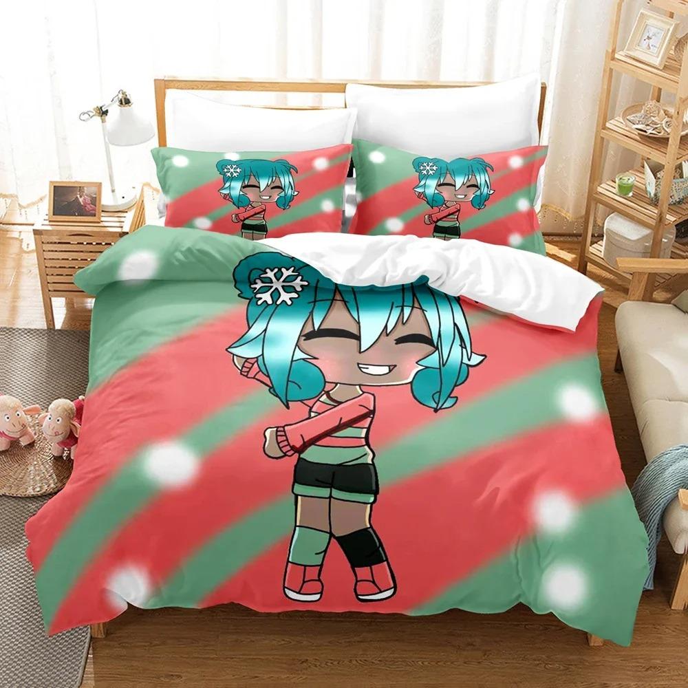 3D Anime The Gacha Girl Ložní soupravy Sada povlaku na přikrývku s povlakem na polštář Dvojlůžko Plná Velikost Queen King Ložní prádlo Domácí textil