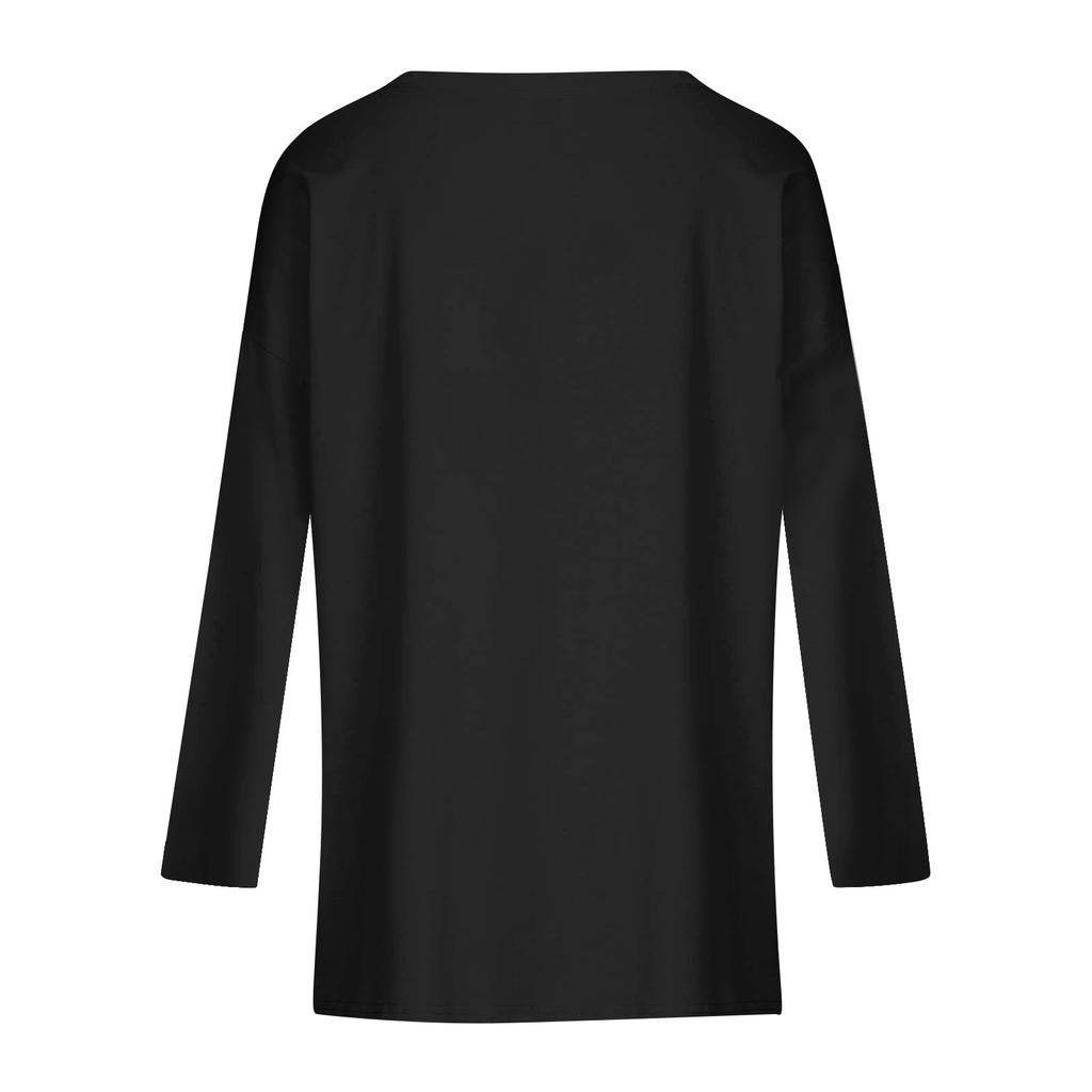 Women's Large Top Round Neck Loose And Comfortable Long Sleeve T-shirt Casual