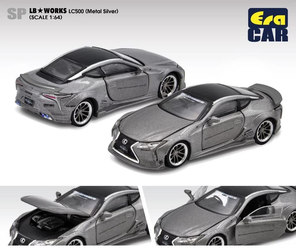 Era Car Liberty Walk Lexus LC500 Metal Silver Era Car LEXUS LB Works LC500 1/64