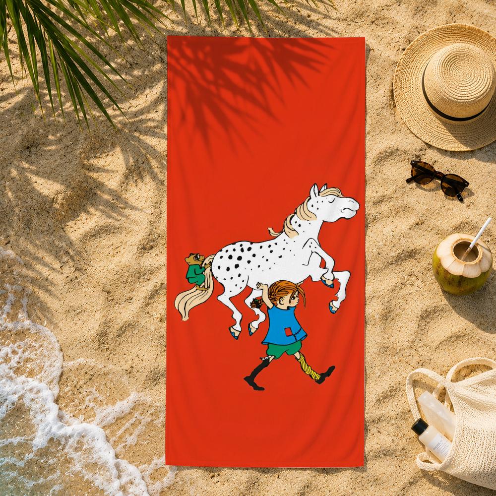 Klassisches Pippi Langstrumpf Handtuch Ultrafeine Faser Schnelltrocknend Saugfähiges Handtuch, Strand Schwimmen Urlaub Strandhandtuch 35X60cm